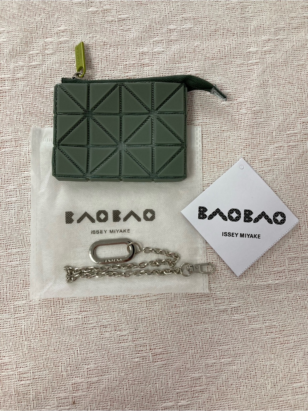 Issey Miyake Olive Green Geometric Zip Pouch